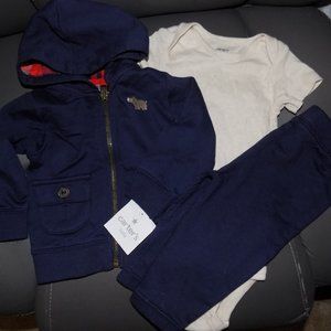 Carter's 3pc Fall Layette Set Navy Blue Size 6 Mon